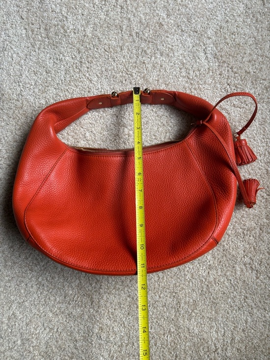 Cole Haan Orange Pebbled Leather Hobo Bag - Picture 5 of 8